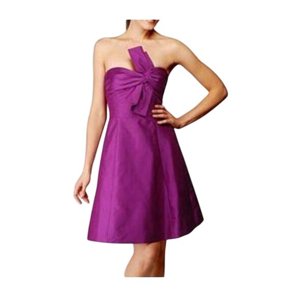 Trina Turk fuchsia divine bow silk strapless dress ~2-4~GORGEOUS - Picture 1 of 4